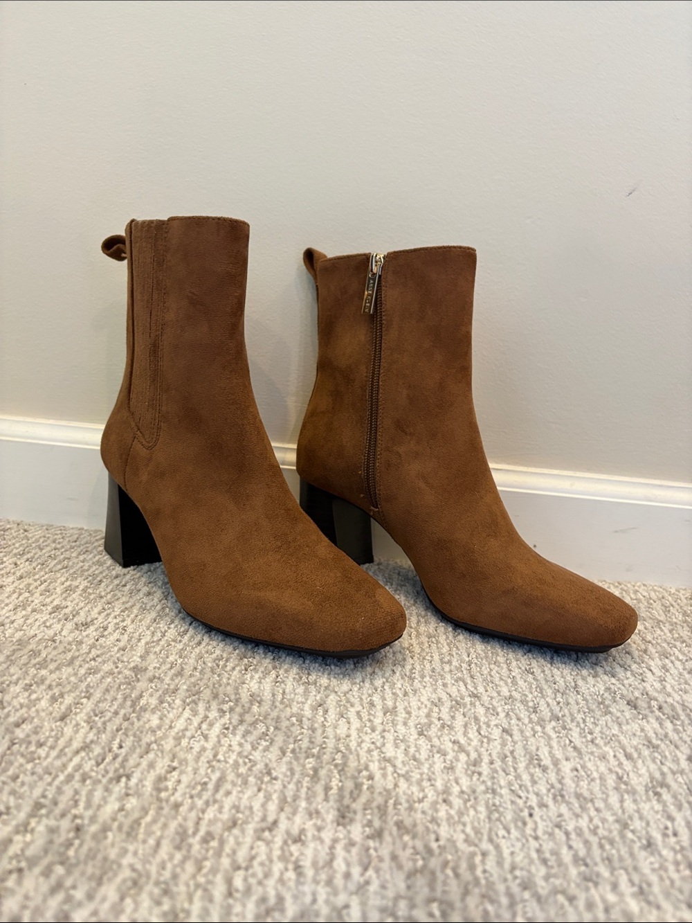 BRAND NEW Anne Klein Women's Brown Suede Ankle Boots with Block Heel
